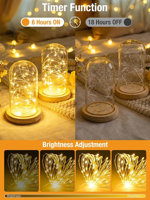 Btfarm Fairy Lights - 50 LED Battery Operated Twinkle String Lights | 16FT Waterproof with Timer & 8 Modes - Warm White