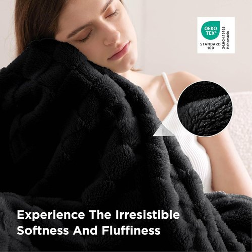 Bedsure GentleSoft Black Throw Blanket - Cozy Checkered Fleece for Kids & Home Decor | 50x60 Inches