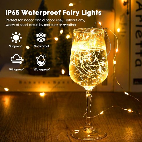 Minetom 12 Pack Fairy Lights | Battery Operated 7ft Waterproof Silver Wire LED String Lights for DIY Crafts & Wedding Décor