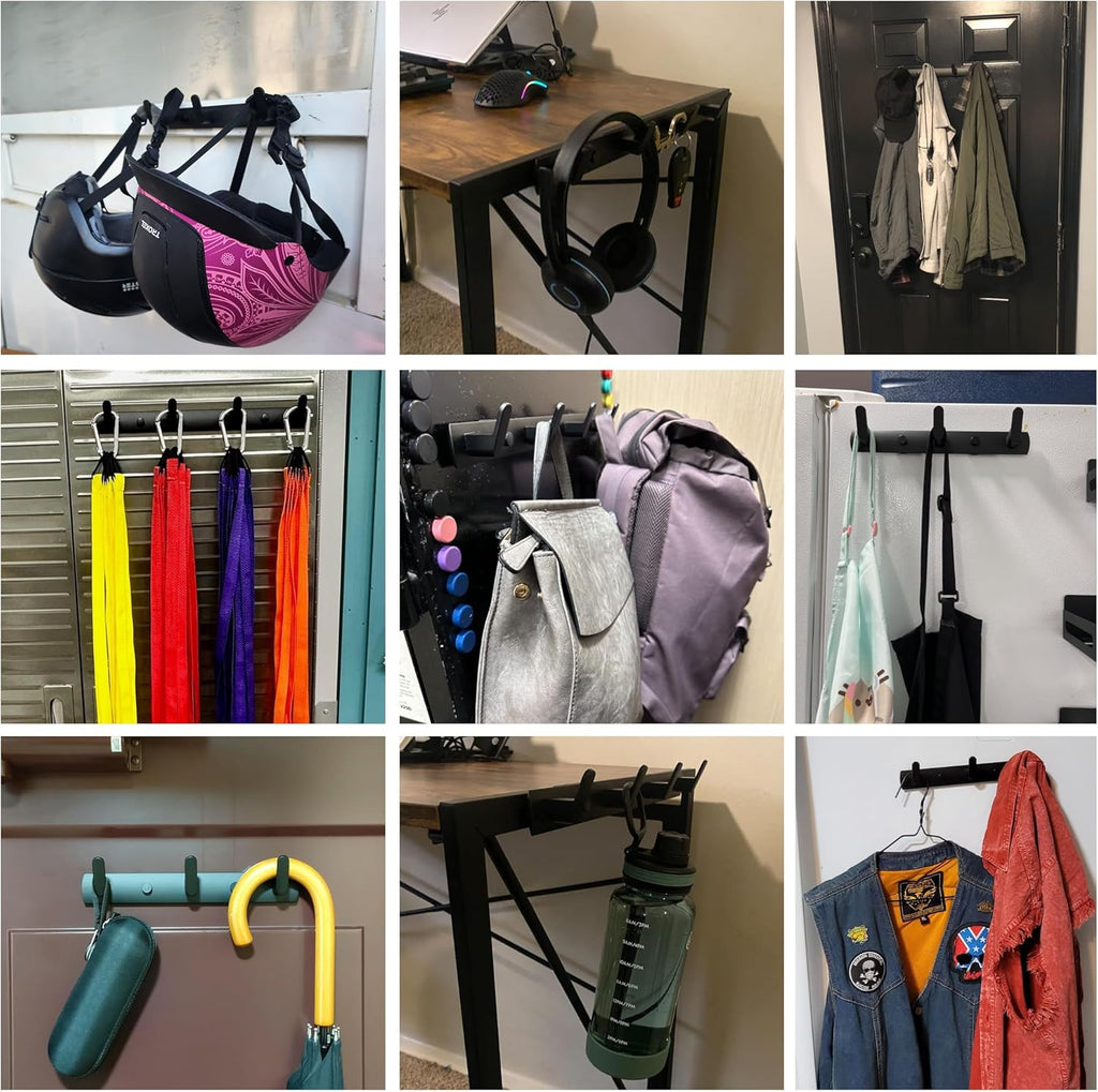 ULIBERMAGNET Magnetic Hooks - Heavy Duty Magnetic Hanger for Coats, Towels & Bags | Matte Black, 4 Hooks
