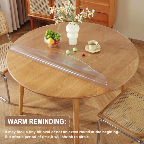 LovePads 2mm Thick Frosted Round Table Cover Protector 52 Inch for Dining Room, PVC Plastic Pad