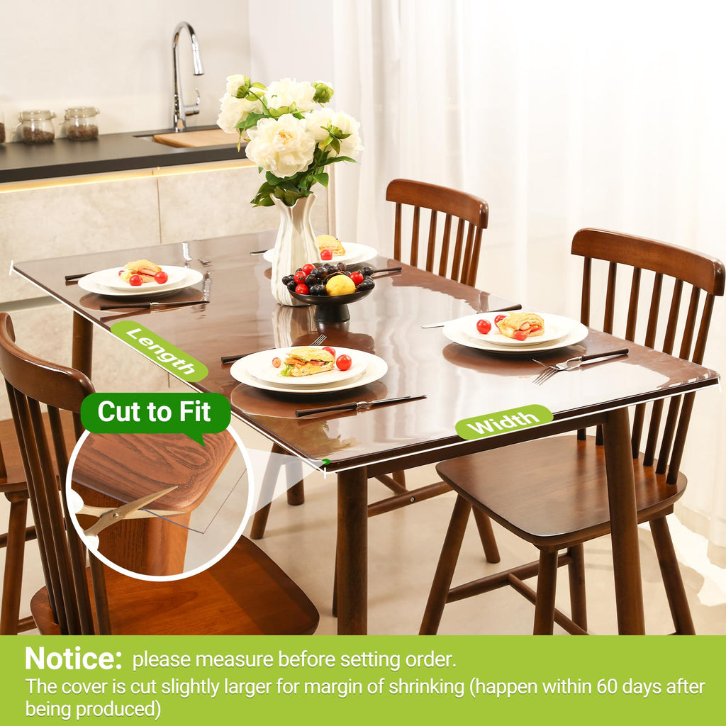 ETECHMART Clear Round Table Cover Protector 48'', 2.0mm Thick Vinyl Waterproof Transparent Table Protector, Non-Slip Heat Resistant Clear Plastic Table Cover Protector for Coffee Table Hard Floor