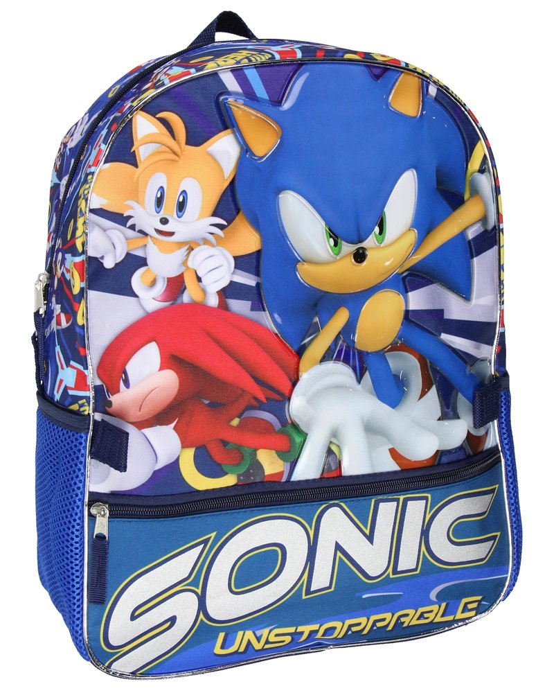 AI ACCESSORY INNOVATIONS Sonic The Hedgehog Tails And Knuckles Kids School Travel Backpack 2 Piece Set With Detachable Lunch Box
