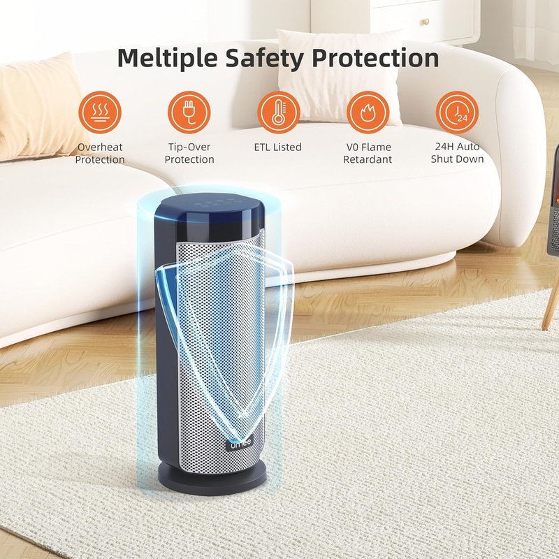 Space Heaters for Indoor Use Large Room, 70 ° Oscillation, Fast Heating Ceramic Electric with Digital Thermostat, Remote Control, 1-12H Timer, Overheat Protection, Safety Heater for Bedroom