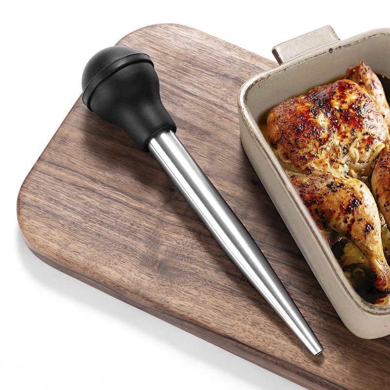 JY COOKMENT Stainless Steel Turkey Baster Baster Syringe for Cooking Meat Injector Set with 2 Marinade Needles 1 Basting Brush1 Cleaning Brush for Home Baking Kitchen Tool,2023 UPDATE