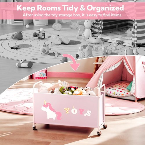 Granny Says Toy Box - Extra Large Kids Toy Chest with Wheels | 135L Pink Storage Organizer
