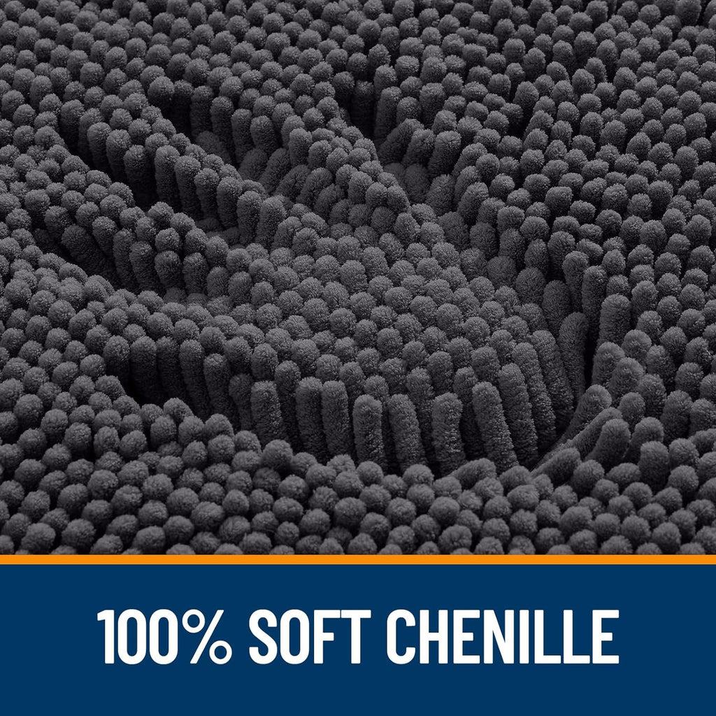 OLANLY Small Bathroom Rugs - Extra Soft Chenille Bath Mats | Quick Dry, Machine Washable, 24x16, Dark Grey