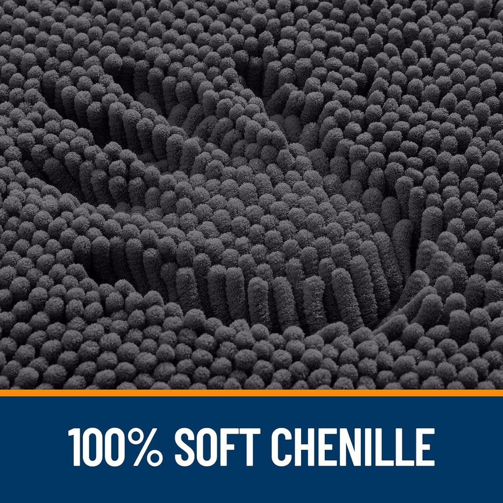 OLANLY Bath Rugs - Extra Soft Chenille Mats with Rubber Backing | Quick Dry, Machine Washable, 36x24, Dark Grey