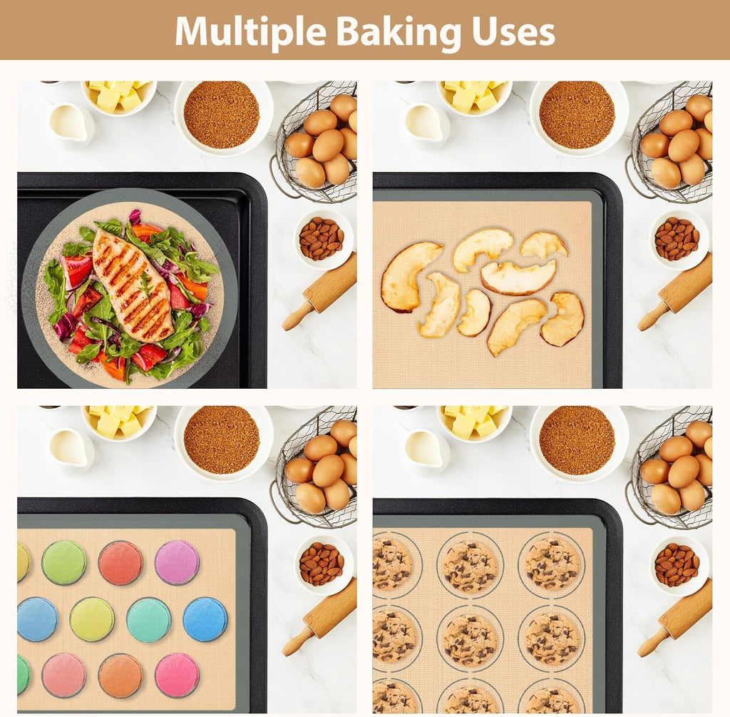 Skiennix Silicone Baking Mat Set - Nonstick Pastry & Pizza Mats | Reusable for Cookies & Macarons