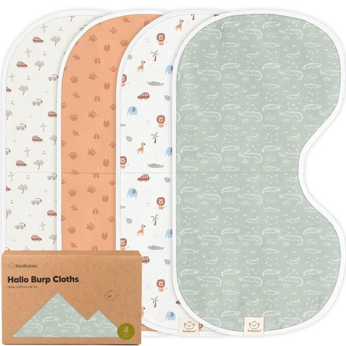 KeaBabies Organic Cotton Baby Burp Cloths - Extra Large, Absorbent & Soft 4-Pack Set (Wilderness)