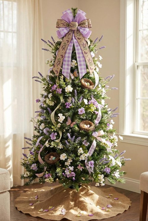 Lavender Butterfly Wreath - 21 Inch Large Purple Burlap Ribbon for Rustic Front Door Decor