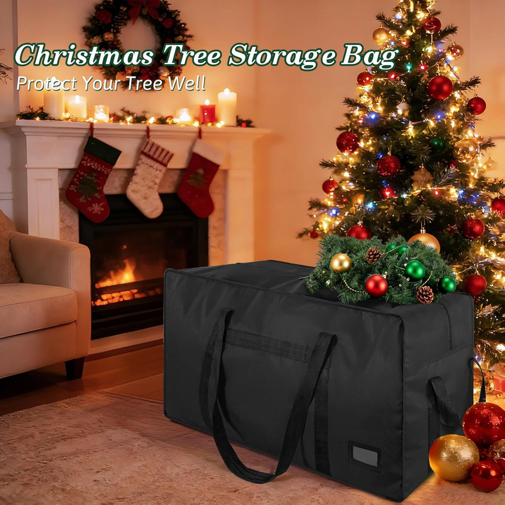 Skiennix Heavy-Duty Christmas Tree Storage Bag - Large Capacity with Reinforced Handles & Dual Zippers | Fits 3FT-4.5FT Trees, Black