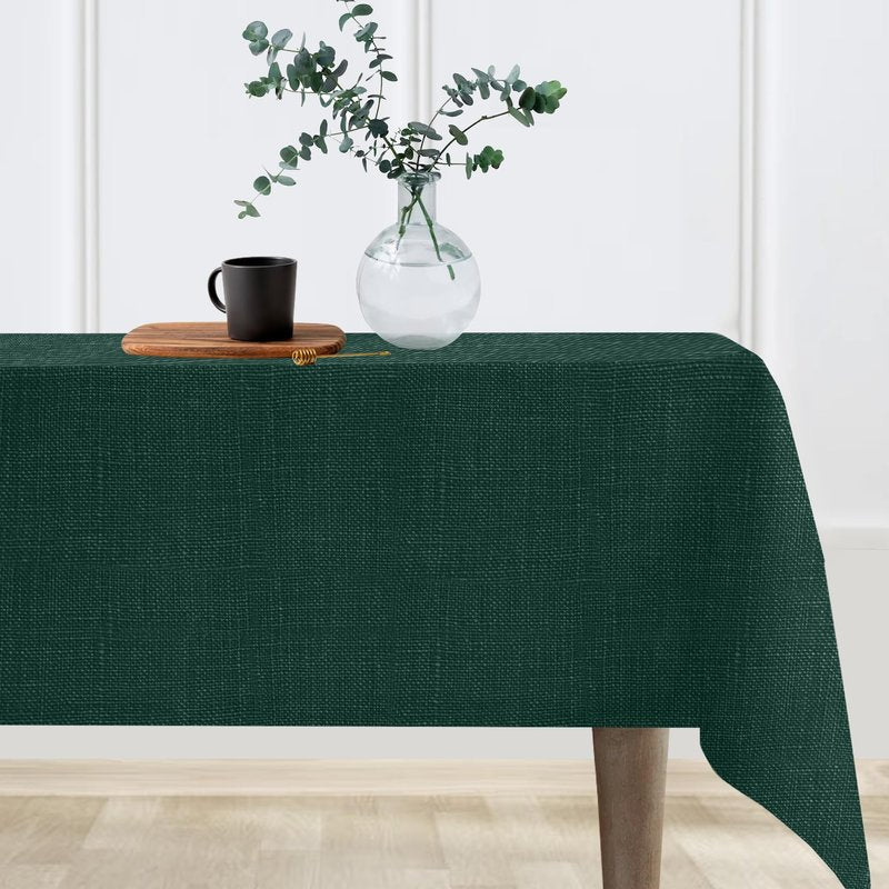 ASHLEY MADDEN Green Linen Tablecloth 60 x 90 | 100% Pure Linen Table Cloth | Perfect Table Linens for Christmas, Thanksgiving, Parties, Everyday | Linen Rectangular Tablecloth