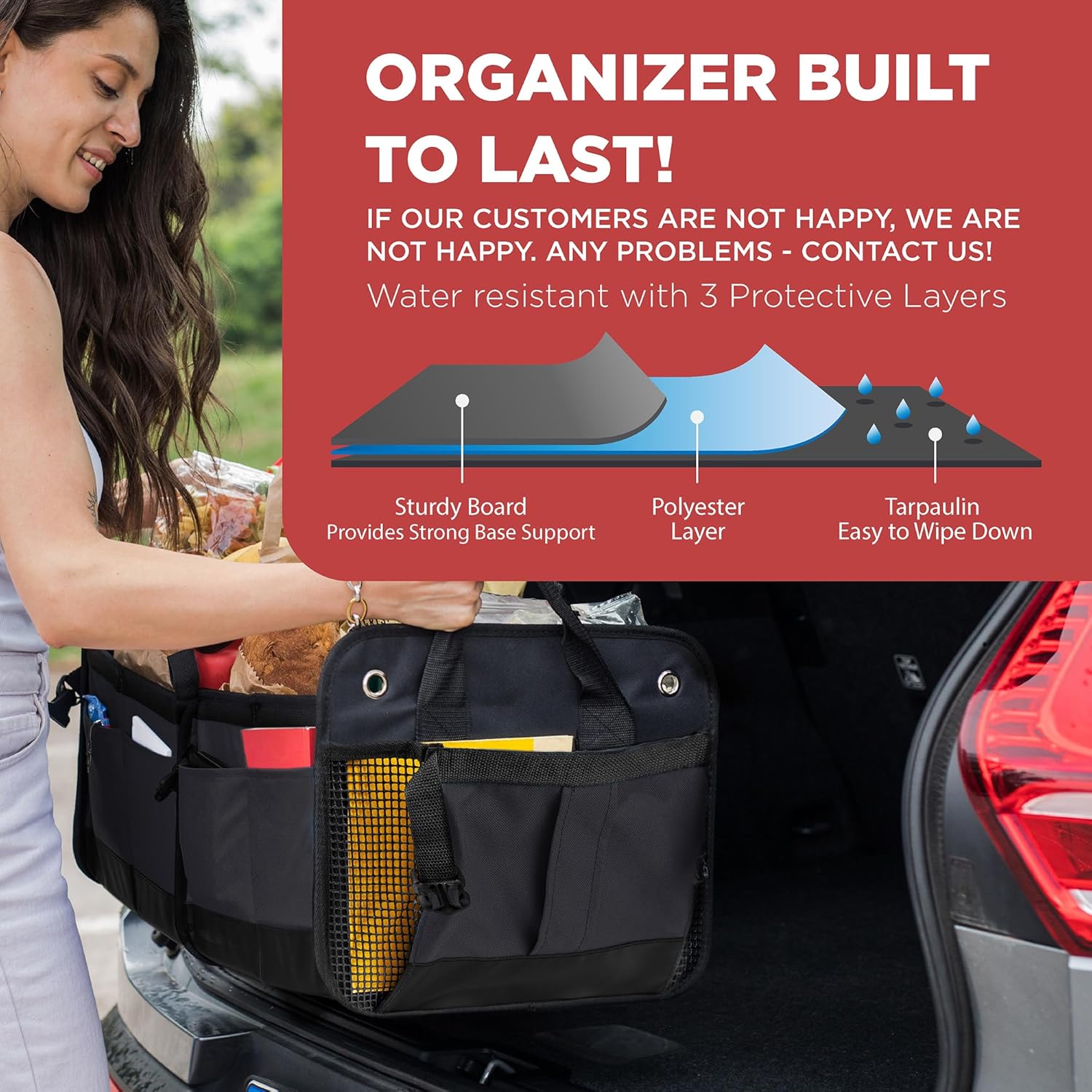 TRUNKCRATEPRO Car Trunk Organizer - Premium Adjustable Multi-Compartment Design | Large Black with Non-Slip Bottom