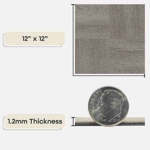Achim Home Decor Nexus Self-Adhesive Vinyl Floor Tiles - Charcoal Grey Wood Pattern, 12" x 12", 20 Tiles | Easy Peel & Stick DIY Flooring