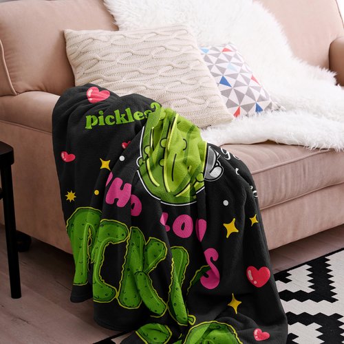 Jepufo Pickle Gifts Blanket, Funny Pickles Gift for Kids, Just a Girl Who Loves Pickles, Best Pickle-Lovers Present Birthday Christmas Ideas Blanket 50"X60"