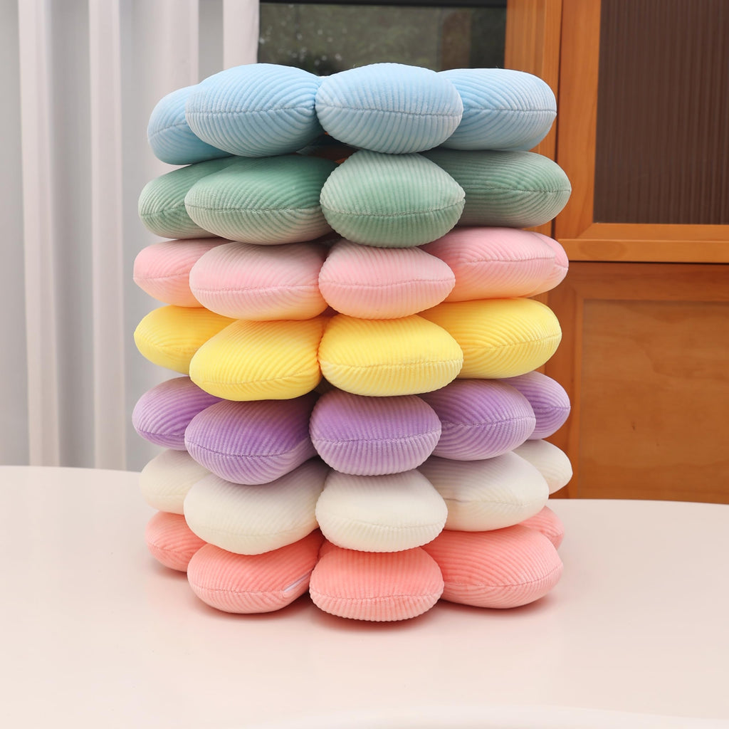 2 Pcs Flower Pillow Decorative Throw Pillows for Bed Couch Sofa Chair, 15.35" Cute Aesthetic Daisy Shaped Throw Pillows Floor Cushions for Bedroom Room Dorm Classroom (White, Orange Pink, 15.35 Inch)