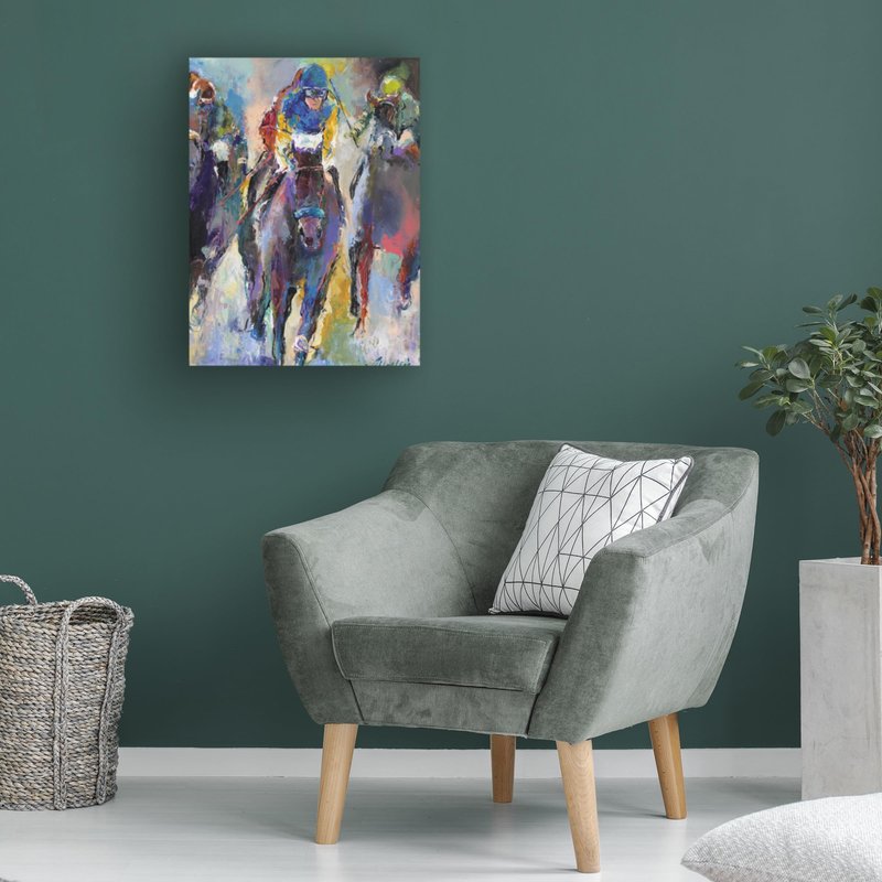 Wrapped Canvas Wall Art - Richard Wallich 'Jockeys' Wall Art for Living Room, Bedroom, or Office Décor - 24x32