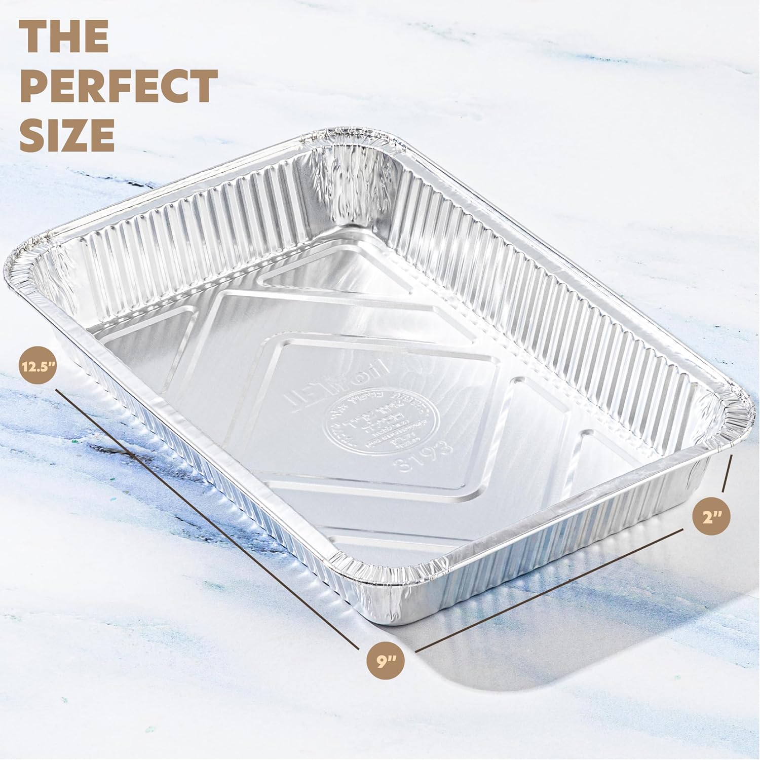 PlasticPro 12.5'' x 9'' Heavy-Duty Aluminum Disposable Pans - 10 Pack with Covers for Baking & Cooking