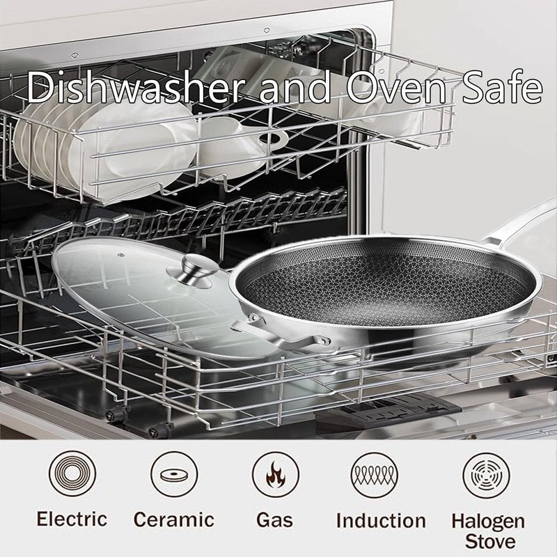 Toutrop Wok,13 Inch Hybrid Woks & Stir-Fry Pans Nonstick, Large Stainless Steel Wok with Lid,Induction Non Stick Woks,PFOA Free Cookware,Dishwasher And Oven Safe