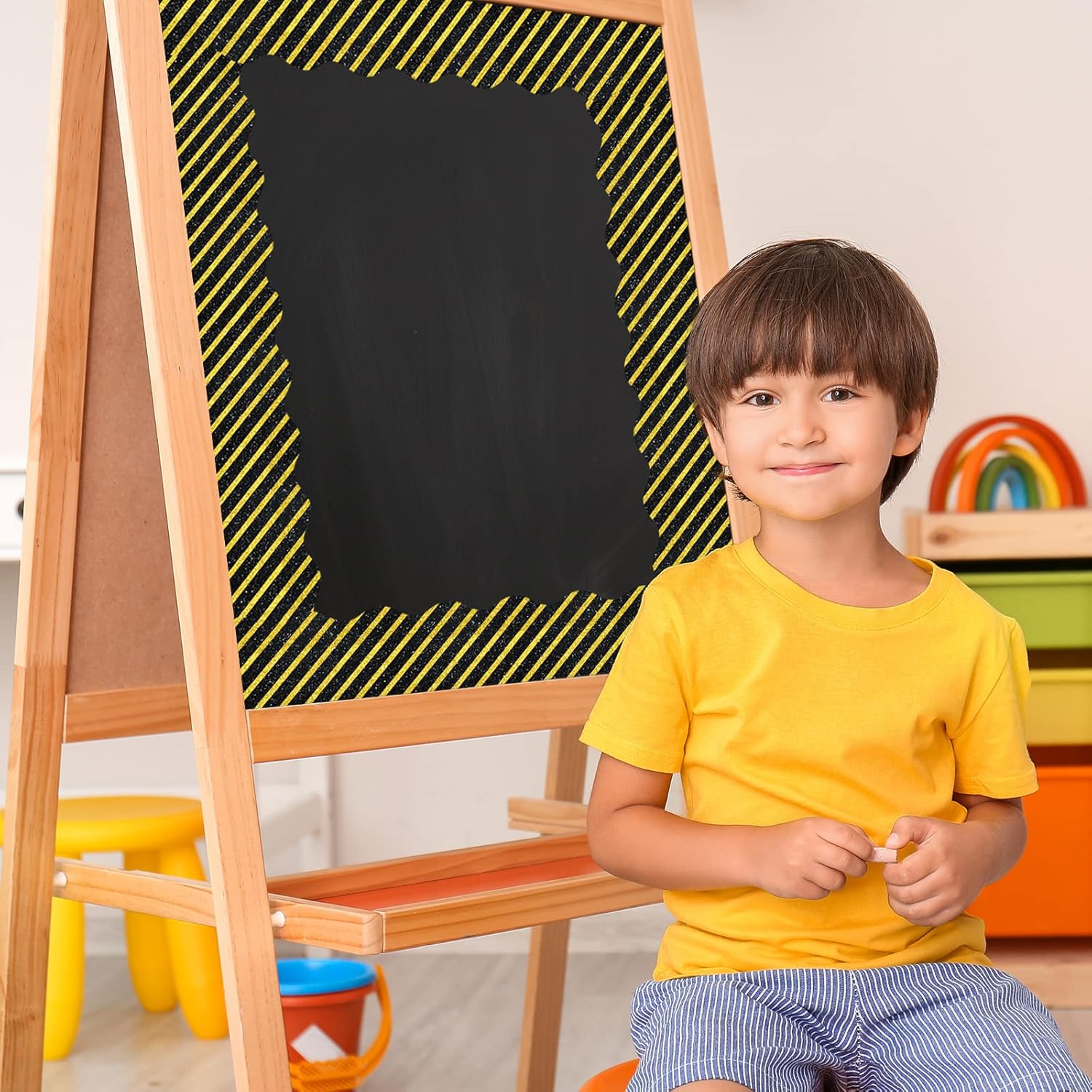 Whaline Graduation Bulletin Board Borders - Glitter Black & Gold Cap & Star Design | 69Ft Trim for Classroom & Party Decor