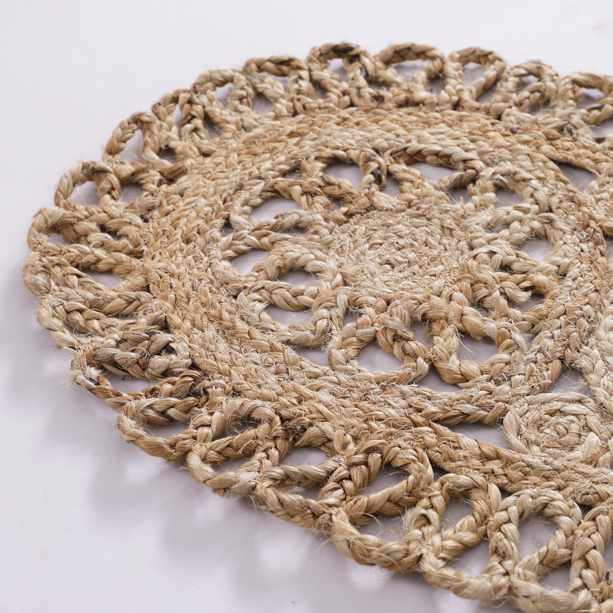 Madhu International Jute Table Runner - Rustic Handwoven Table Cover Made from Natural Jute Fiber - Intricate Boho Woven Mantelpiece for Office, Coffee Table, Dining Table, Hallway, Entryway - 13x72