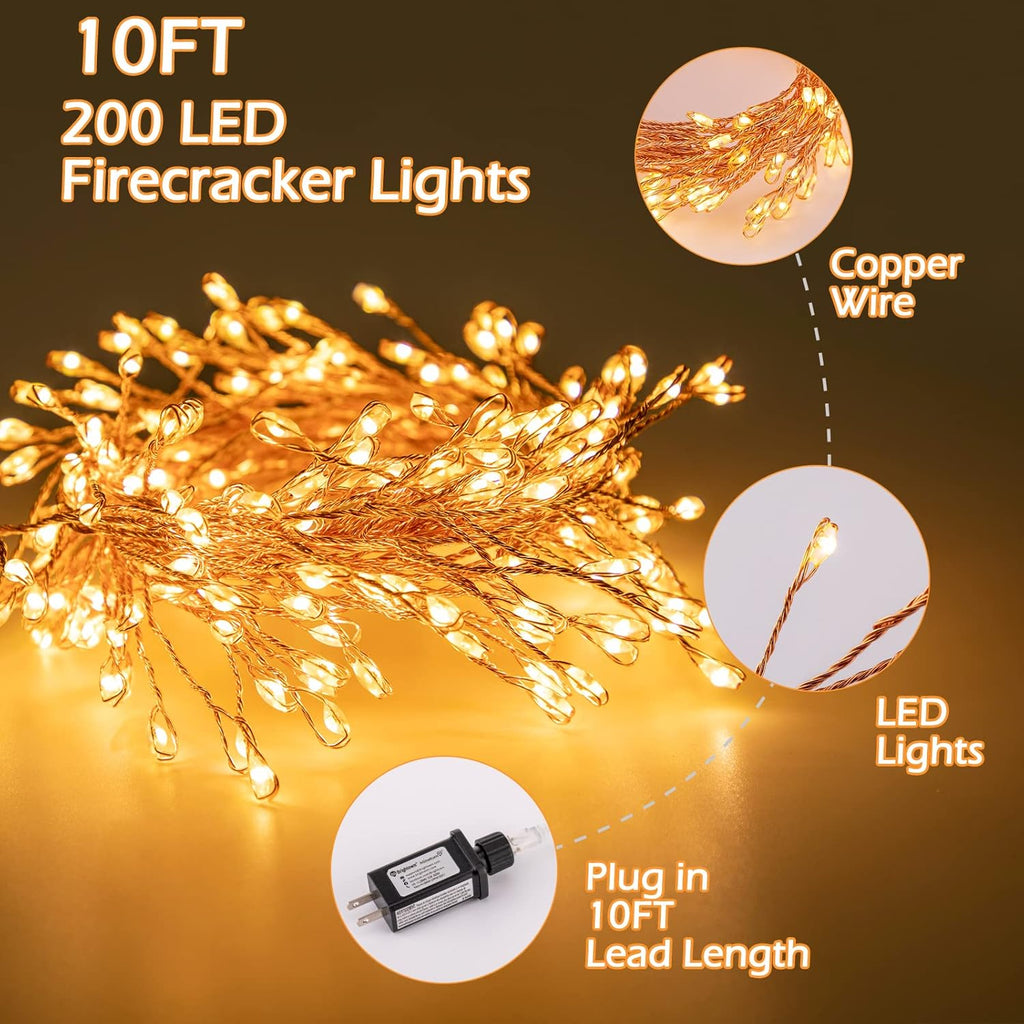 Skiennix Fairy Lights - 10Ft 200LED Waterproof Copper Wire String Lights | 8 Lighting Modes for Bedroom & Holiday Decor