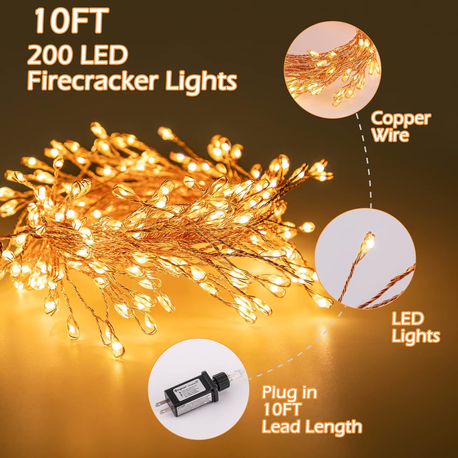 Skiennix Fairy Lights - 10Ft 200LED Waterproof Copper Wire String Lights | 8 Lighting Modes for Bedroom & Holiday Decor