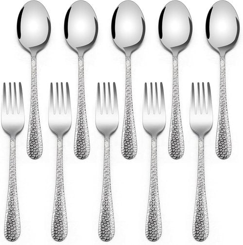 E-far Toddler Utensils Set - 10-Piece Stainless Steel Forks & Spoons | Safe, Non-Toxic Silverware for Self-Feeding