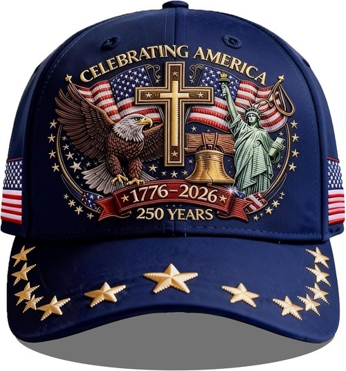 250th Anniversary USA Hat - Eagle Liberty Cross Design | Adjustable Baseball Cap for Men & Women