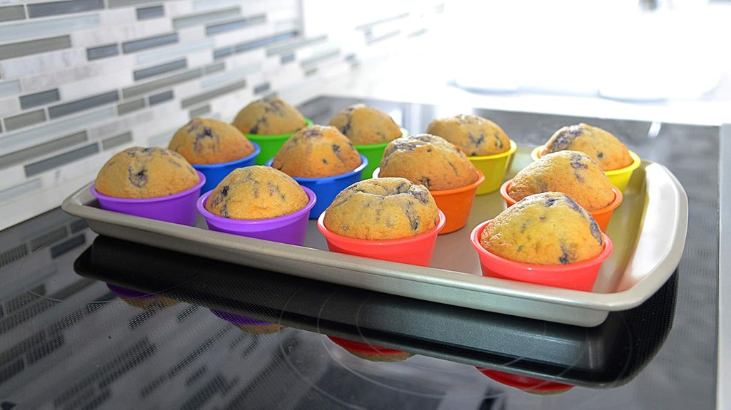 Professional Jumbo Silicone Baking Cups - Premium 12 Piece Set | Reusable, BPA-Free Cupcake & Muffin Pans
