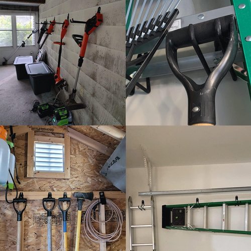 Garage Hooks Heavy Duty - 11-Inch Wall Mount Storage Hanger | 4-Pack Organizer for Tools, Ladders & More