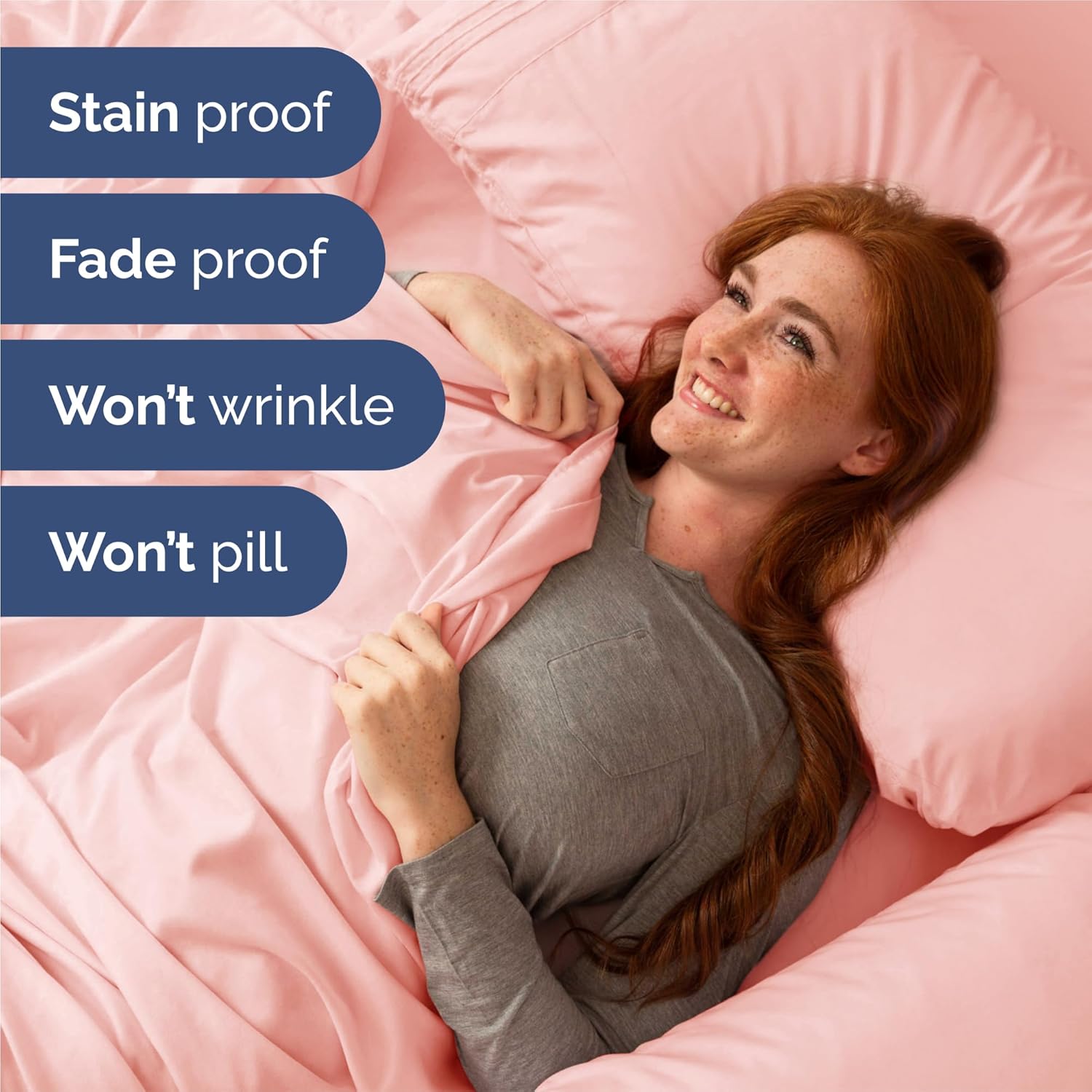 Split King Size Sheet Set by [Brand Name] - Comfy, Breathable & Cooling Luxury Bedding - Deep Pockets, Soft, Wrinkle-Free - Oeko-Tex Certified - Baby Pink