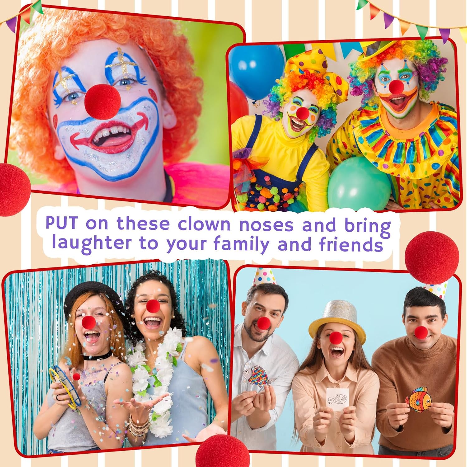Vinsot Red Circus Clown Noses - 200 Pcs Foam Cosplay Accessories for Carnival & Halloween