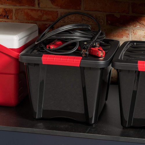 IRIS USA 19 QT Plastic Storage Box - BPA-Free, Durable Latching Containers - 6 Pack, Black