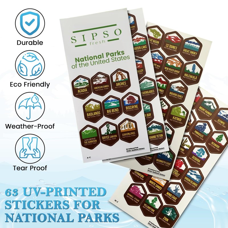 SIPSO fresh Hiking Gift Water Bottle – 32 oz Vacuum Insulated Stainless Steel National Park Water Bottle | 63 Waterproof Stickers & Premium Gift Box | Camping & Outdoor Adventure Gifts (Peach)