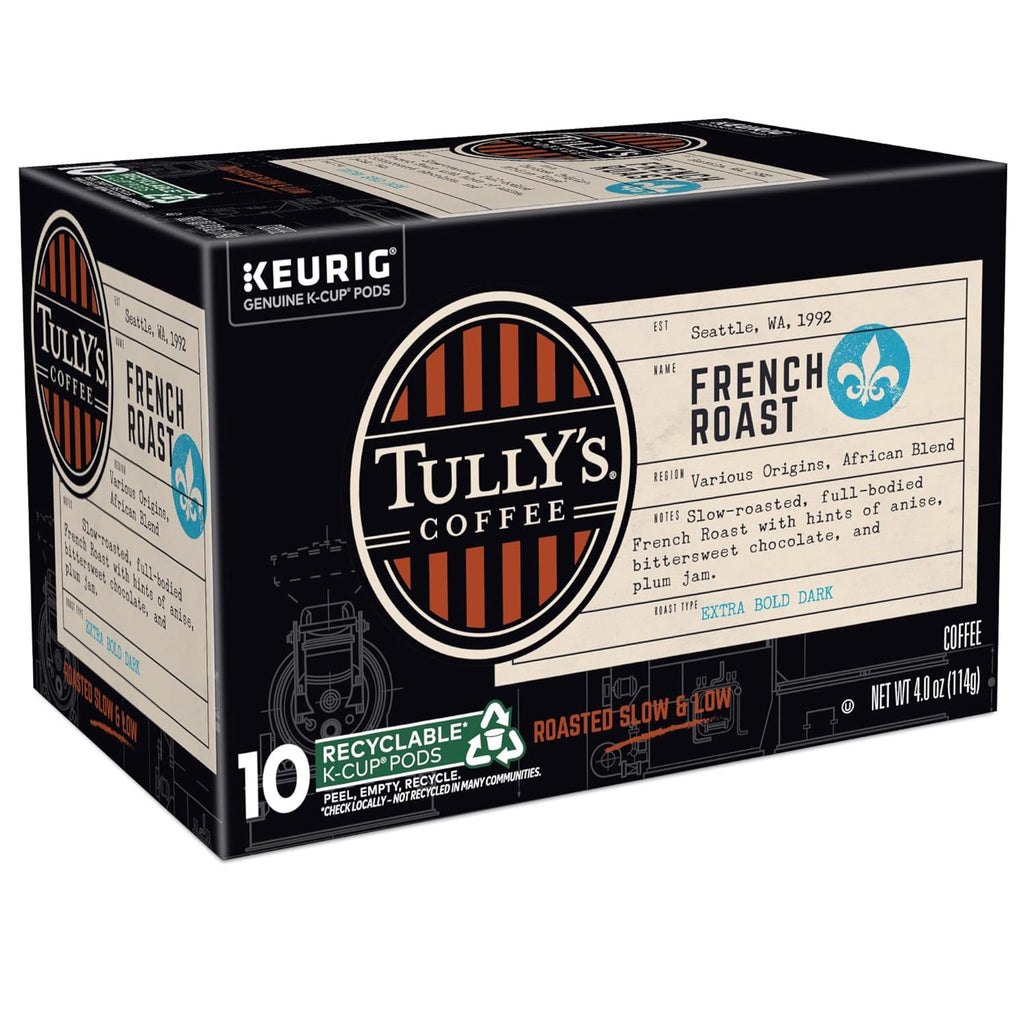 Tully's Coffee French Roast K-Cup Pods - Dark Roast Coffee, 60 Count (6 Packs of 10)