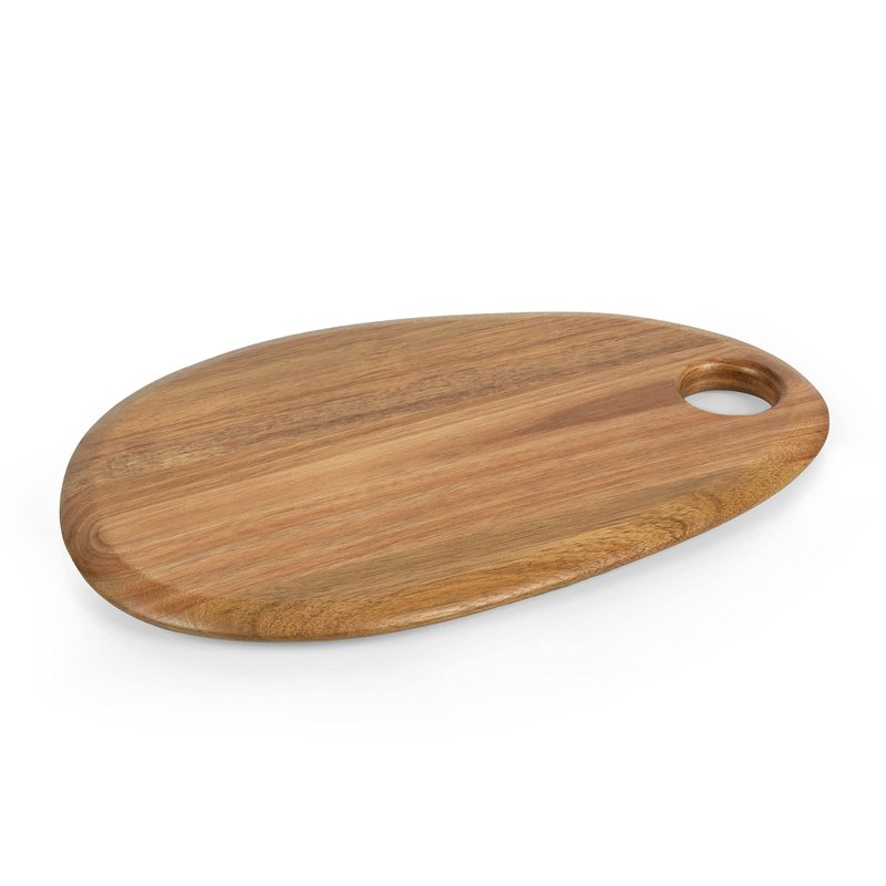 Picnic TIME Pebble Acacia Charcuterie Board 15" x 10", Wood Serving Platter for Food Display, Serving Tray for Party, Cutting Board with Cutout Design, Multi-Purpose Food Tray, (Natural Acacia)