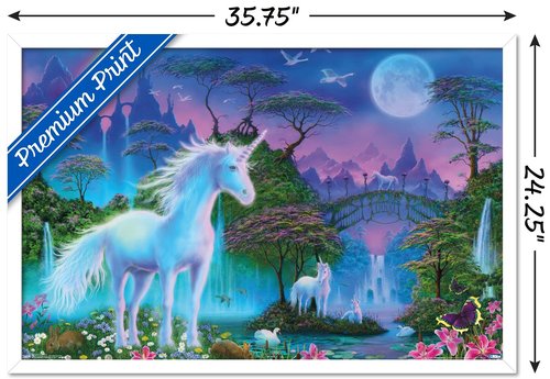 Trends International Unicorn Meadow Wall Poster, 22.375" x 34", White Framed Version