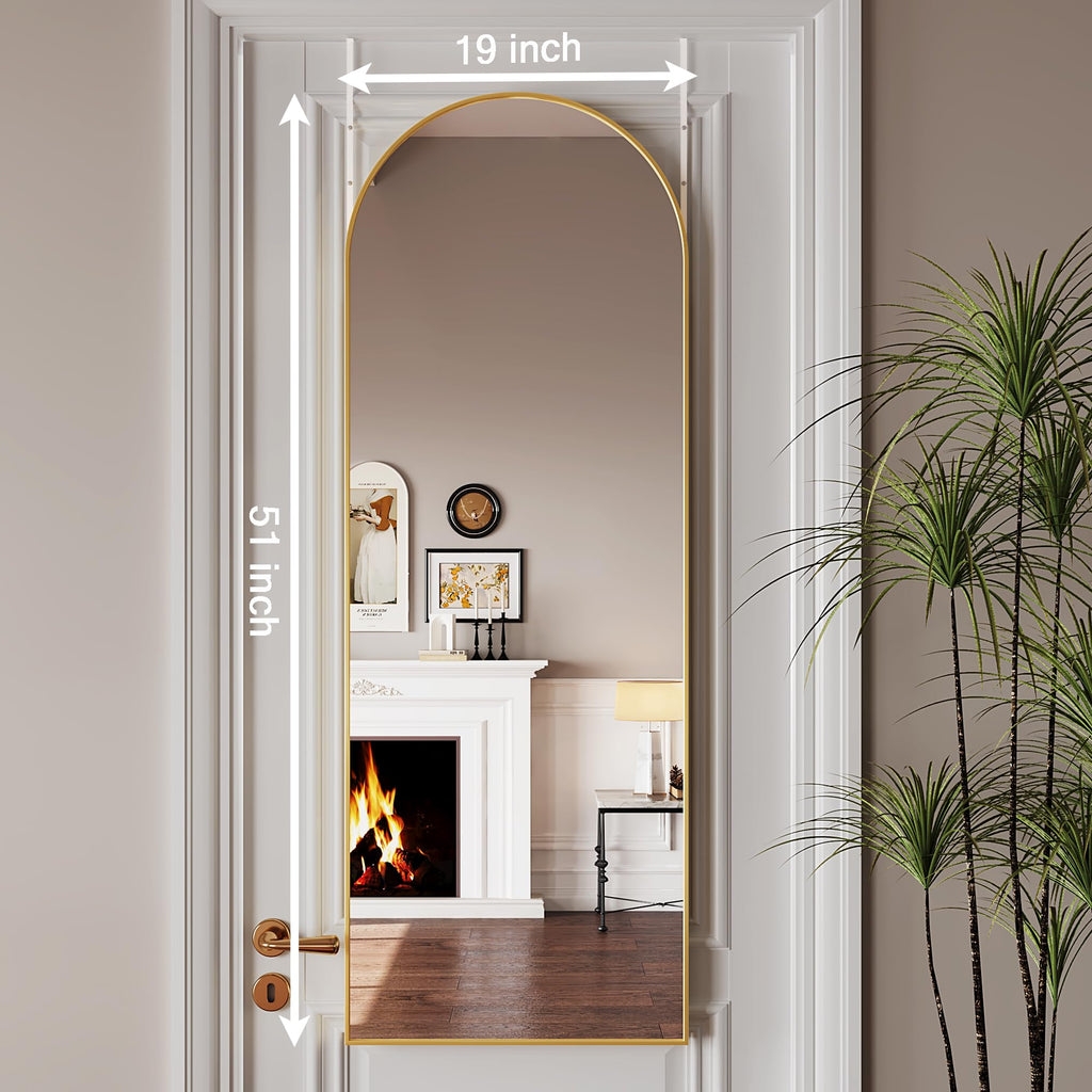 Protylctaster Over The Door Mirror Full Length Mirrors Door Hanging,19"x51"Door Mirror Full Length,Mirrors Wall Mounted(Black)