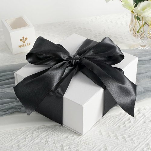 MEEDEE Black Satin Ribbon - Lux Double-Faced 3 Inch Wide | 10 Yards for Christmas & Halloween Decor