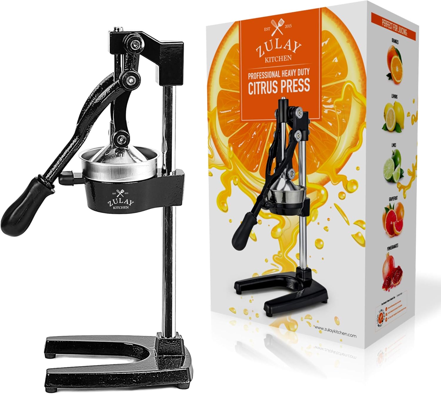 Zulay Kitchen Extra Tall Citrus Press | Manual Juicer for Orange Juice - Fits Tumblers & Tall Glasses