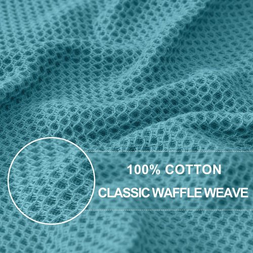 Homaxy Kitchen Dish Towels - Ultra Soft 100% Cotton Waffle Weave, Quick Drying, 13 x 28 Inches, 4-Pack | Lake Blue