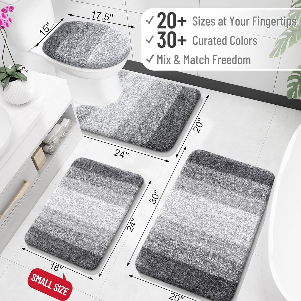 OLANLY Large Bathroom Rug Mat - Extra Soft Microfiber | Quick Dry, Machine Washable, 44x32, Grey