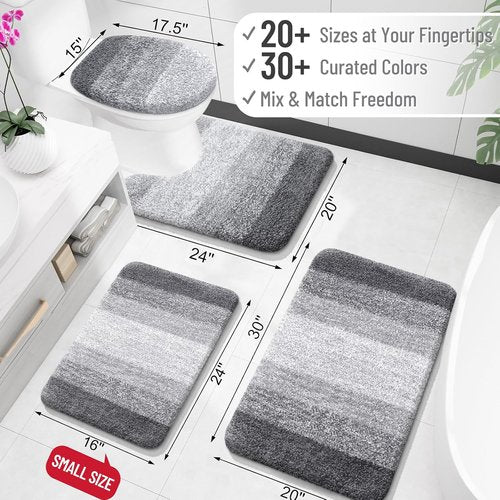 **OLANLY Bathroom Runner Rug - Extra Soft Microfiber Mat with Rubber Backing | 47x17 Inches, Quick Dry, Grey**