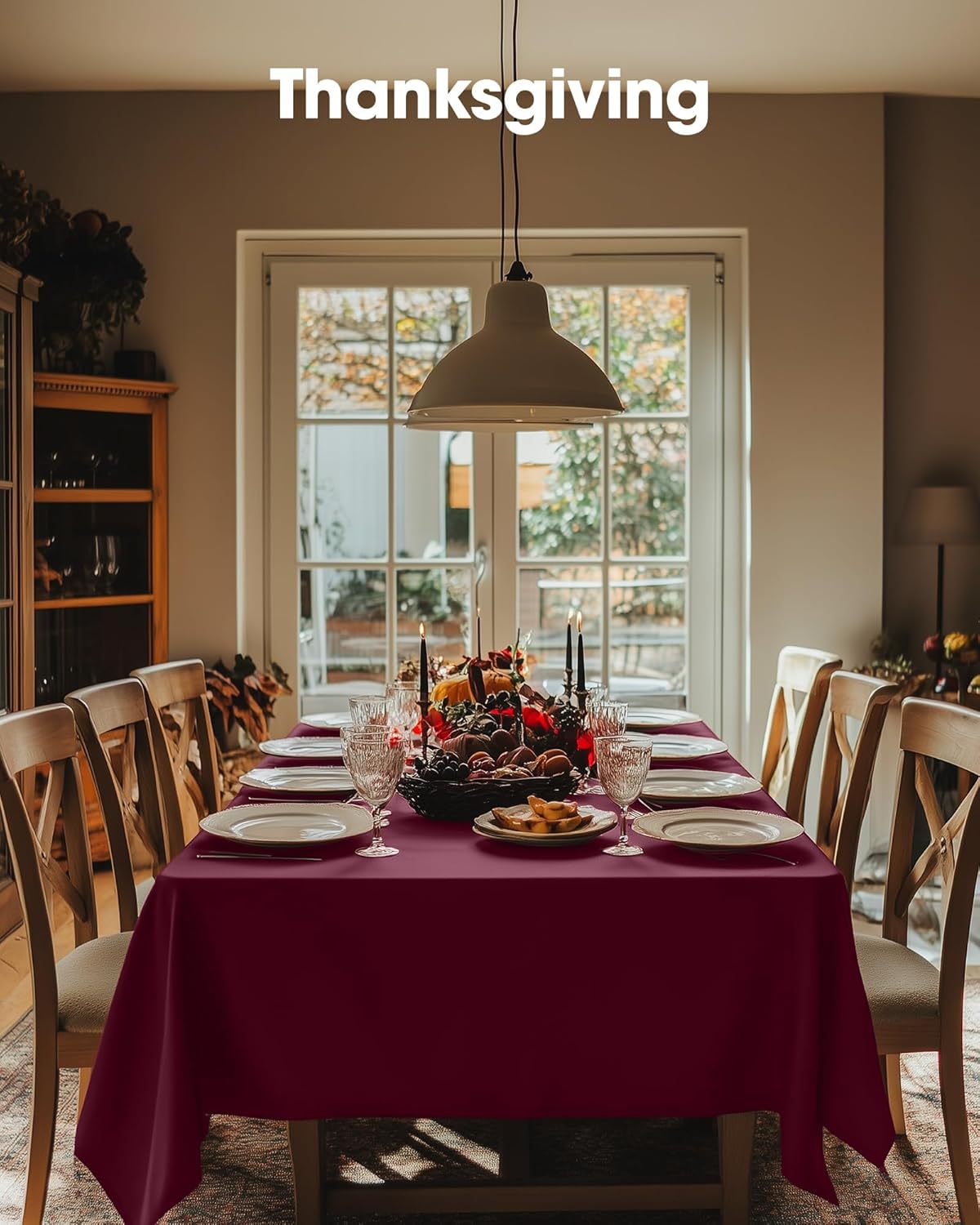 Pureegg Disposable Plastic Tablecloths - 10 Pack, 54 x 108 Inch, Leakproof Burgundy for Parties & Thanksgiving