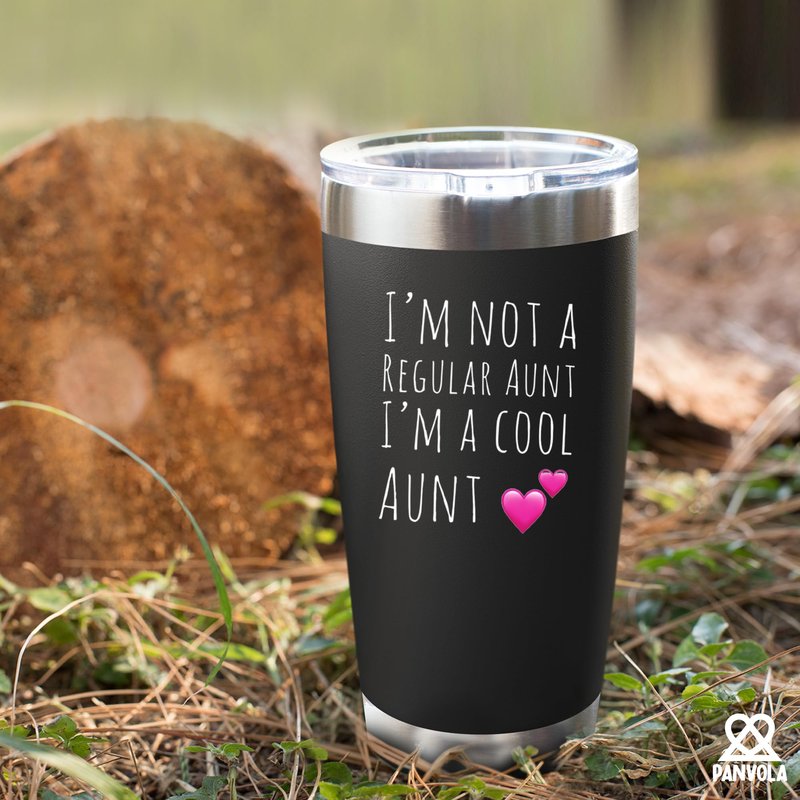 Panvola I'm Not A Regular Aunt I'm A Cool Aunt Gifts from Niece Nephew Sister's Mother's Day Gifts for Auntie Tia Vacuum Insulated Tumbler With Removable Straw Lid Stainless Steel 20oz Black