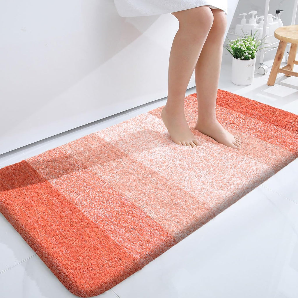 OLANLY Large Bathroom Rug Mat - Extra Soft Microfiber, Quick Dry & Machine Washable | Coral 45x27 Inches