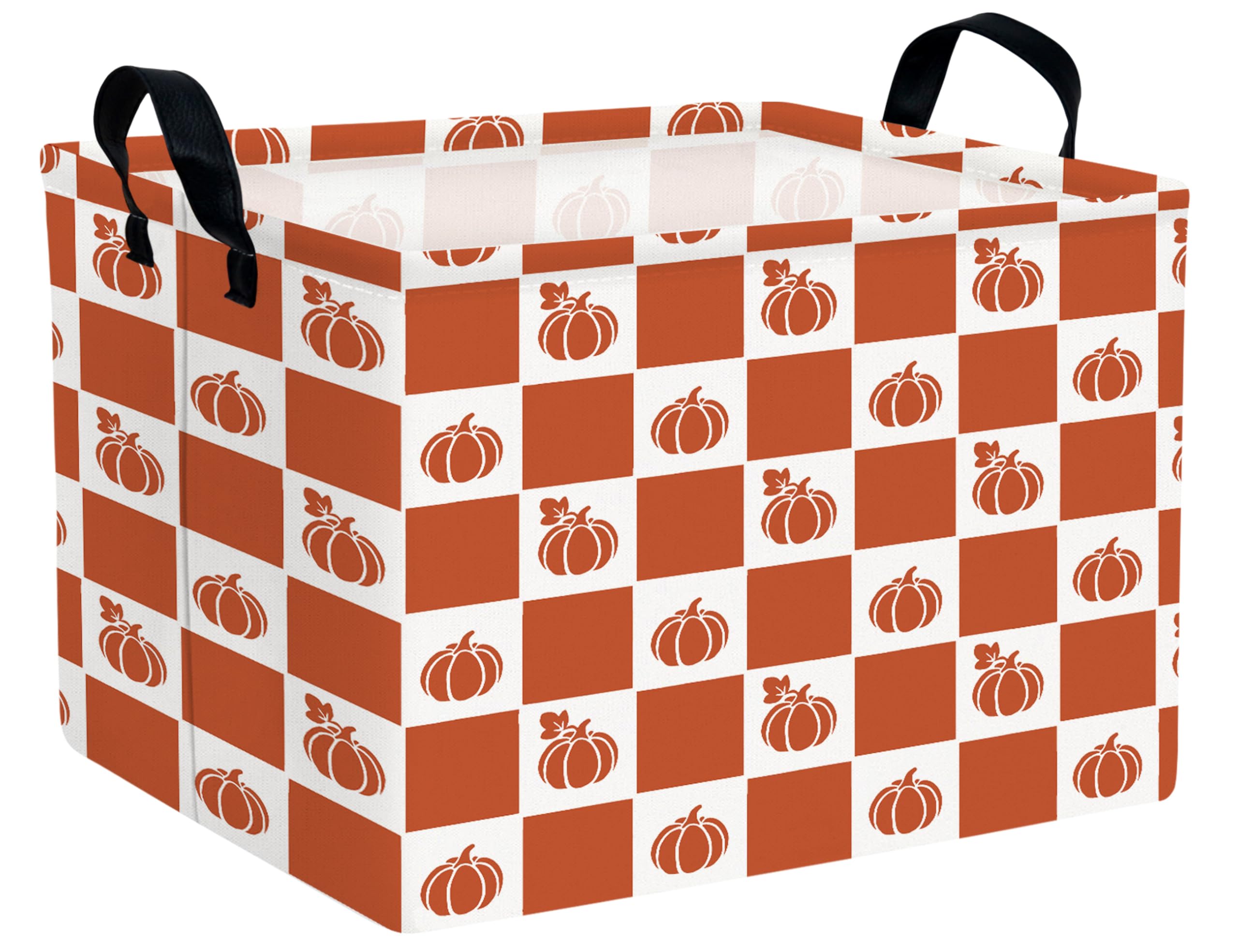 BOOHIT Large Halloween Themed Candy Gift Boo Basket for Kids Baby Personalized Adults Storage Bin Fall Decor(Grid Pumpkin)