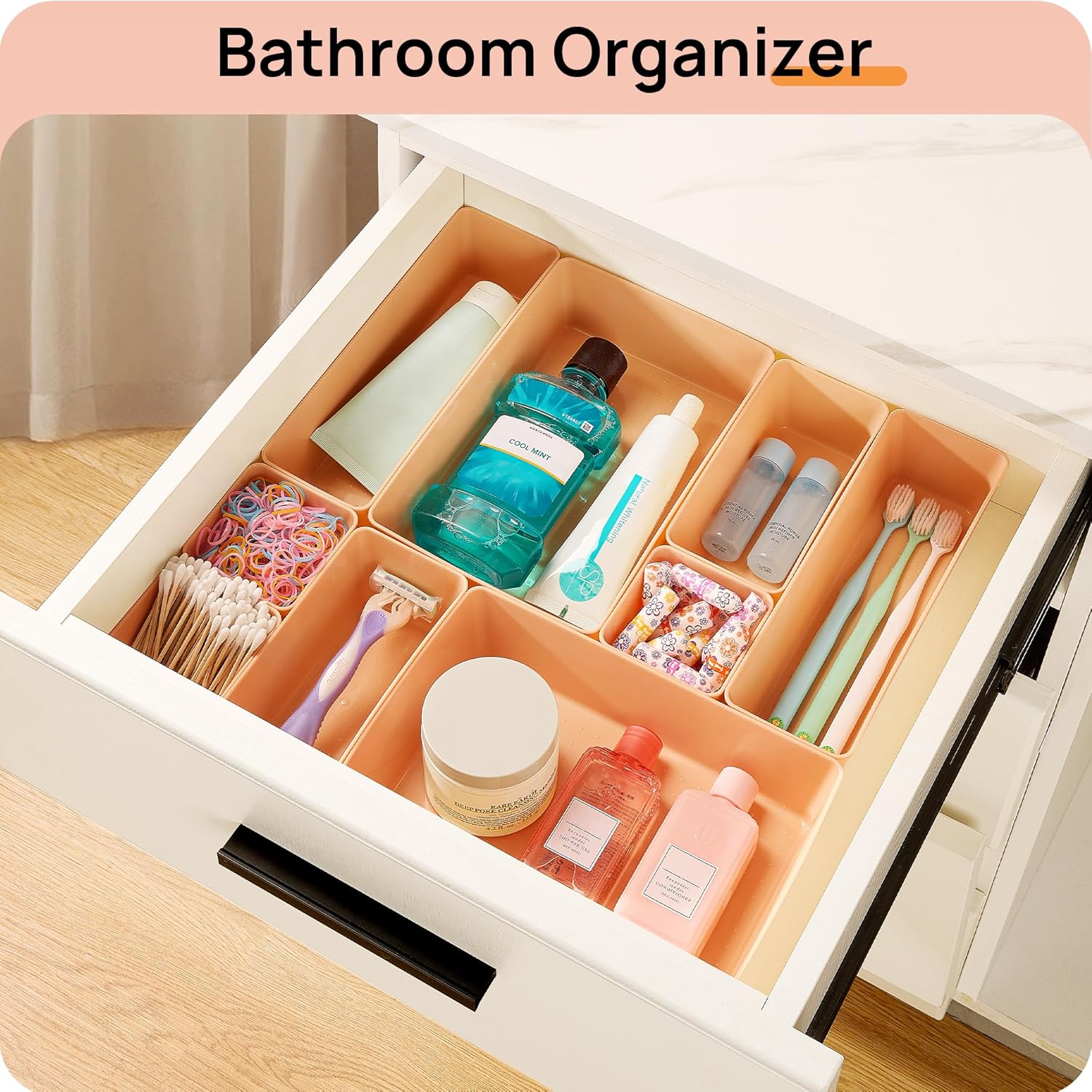 Vtopmart 25 PCS Plastic Drawer Organizers - Versatile Storage Trays for Makeup, Kitchen & Office
